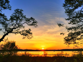 Fototapeta na wymiar Sonnenuntergang im Volkspark Klein Glienicke