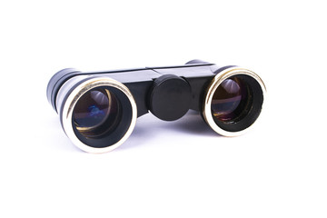 Vintage binoculars isolated on white background