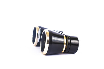 Vintage binoculars isolated on white background