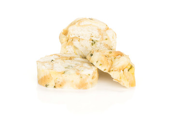 Calsbad bread dumpling slices isolated on white background three steamed.