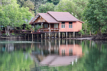 Fototapeta na wymiar House on a river at Koh Kood island