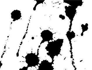 Ink splash, stains and strokes. Paint splatter. Black blots on white. Splatter Background. Vector illustration. Abstract background. Grunge template.