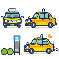 はたらく乗り物 タクシー(イエロー系) © suzumeclub