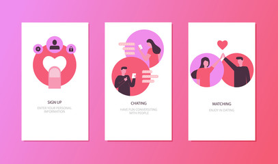 mobile app templates, online dating concept vector illustration flat design