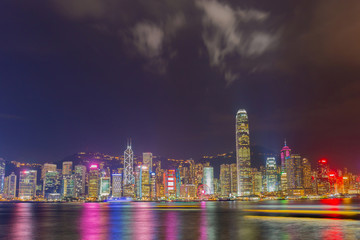Fototapeta na wymiar Hong Kong at night from across Victoria Harbor