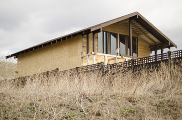 Fototapeta premium construction of a wooden frame house