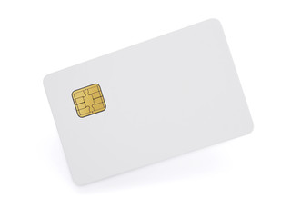 Credit card template. White plastic card isolated on white background. 3d illustration