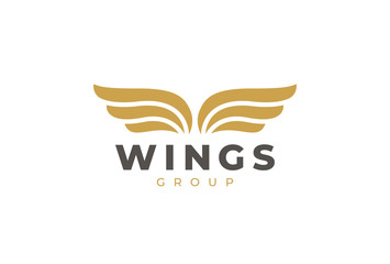 Wings Logo Vector Design Template. Delivery, business, cargo, success, money, deal, contract, team, cooperation symbol icon. Corporate financial sign.