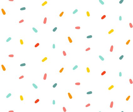 Hand drawn vector abstract graphic cartoon simple colorful confetti decoration isolated on white background