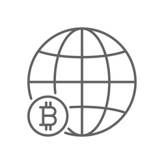 Global Bitcoin World Thin Line Symbol Icon Design