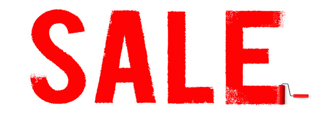 Sale Typo Anstrich rot mit Farbroller - Banner 