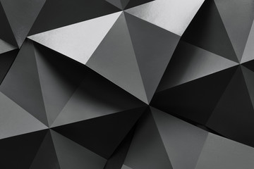 Dark composition with black geometric shapes, abstract background