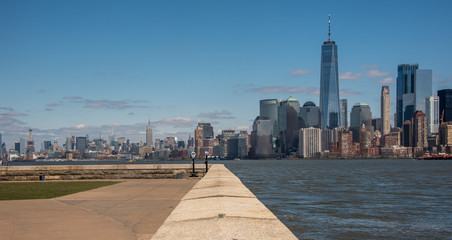 The view towards NYC from the grounds of the immigration centre on Ellis Island 