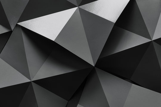 Dark composition with black geometric shapes, abstract background © Allusioni