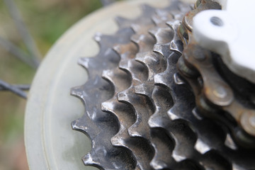 Bicycle sprocket close up