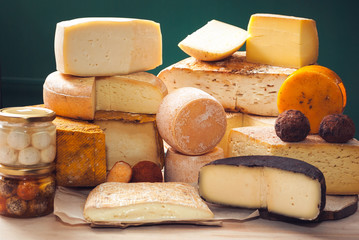 variety of hand crafted cheese
