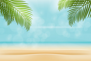 Summer sale discount  End of season banner on location beautiful beach background. Can used for gift voucher, poster,advertising social media and cover magazine promotion. Vector illustration 