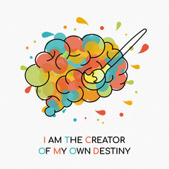 Life motivation quote concept of human brain