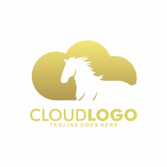 Cloud with Horse Logo Vector Element Symbol