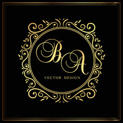 Ornament logo design template vector.Luxury frame wedding for brand, wedding shop, hotel sign.