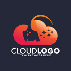 Cloud with Cleaning Logo Vector Element Symbol