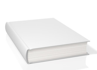Blank white book cover on white background. 3D Illustration