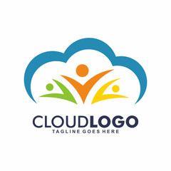 Cloud with community Logo Vector Element Symbol