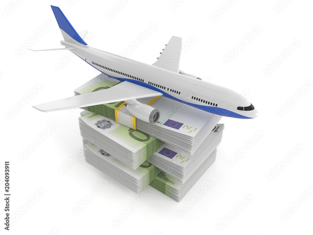 Canvas Prints airplane on stack of money