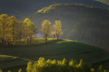 Beautiful summer sunrise in Transylvania