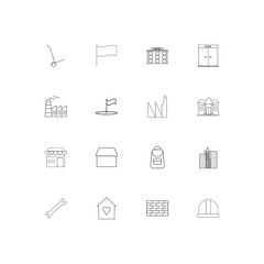 Buildings And Constructions linear thin icons set. Outlined simple vector icons