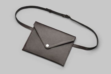 Women's brown leather waist bag