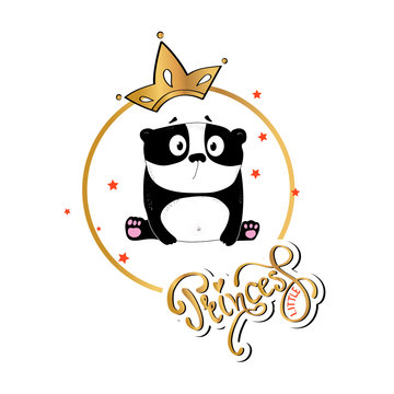 slogan print with  cute panda