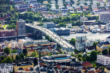 top view of Bergen city in Norway