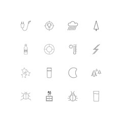 Nature linear thin icons set. Outlined simple vector icons