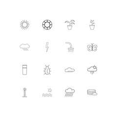 Nature linear thin icons set. Outlined simple vector icons