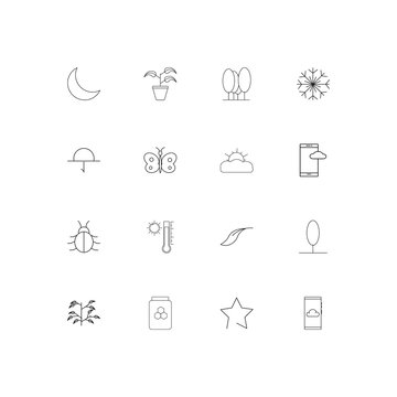 Nature linear thin icons set. Outlined simple vector icons