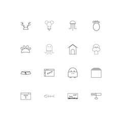 Animals linear thin icons set. Outlined simple vector icons