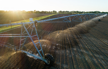Center pivot irrigation system on field