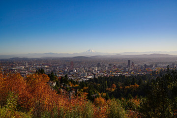 Portland Oregon with Mt. Hood in the background.