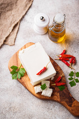 Fresh feta cheese with spices