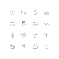 Animals linear thin icons set. Outlined simple vector icons