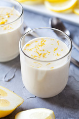 Couple Of Glasses Of Lemon Panna Cotta