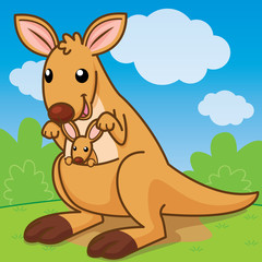 Kangaroo, Cute  cartoon, Cute vector