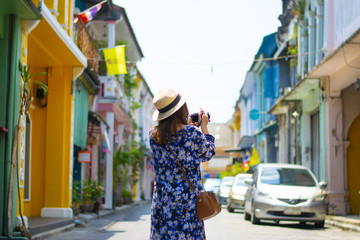 Tourist is travel at old town in Phuket, Thailand.