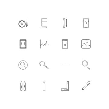 Creative Process And Design linear thin icons set. Outlined simple vector icons