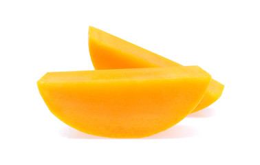 sliced ripe mango isolated on white background