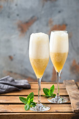 American fizz cocktail with rum and champagne