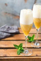 American fizz cocktail with rum and champagne