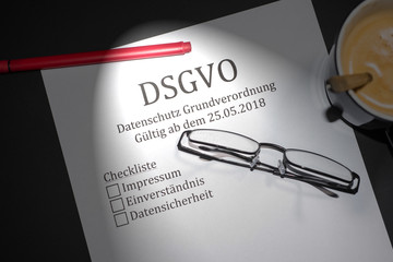 Checkliste für die DSGVO - Datenschutz Grundverordnung mit Highlight
