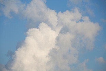 Fluffy Billowy Cumulus Clouds in the Blue Summer Sky in Florida
